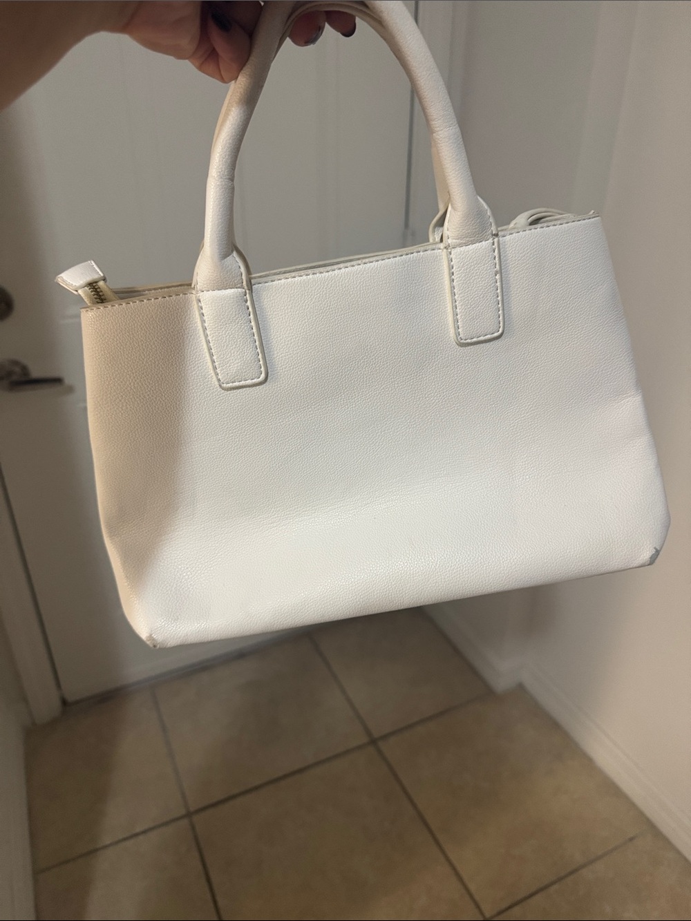 Classic White Structured Top-Handle Satchel